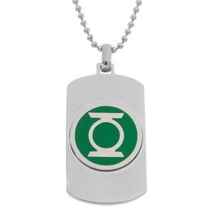 DC Comics Green Lantern Stainless Steel Dog Tag Pendant Green 22" Ball Chain